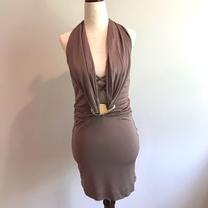 Sexy Strappy Bebe Halter Bodycon Dress - XXS